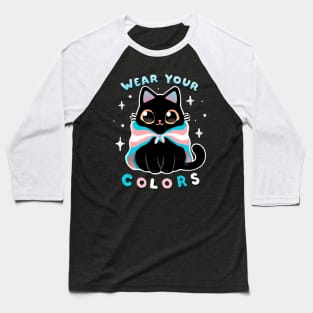 Trans LGBT Pride Cat - Kawaii Rainbow Kitty - Wear your colors Baseball T-Shirt